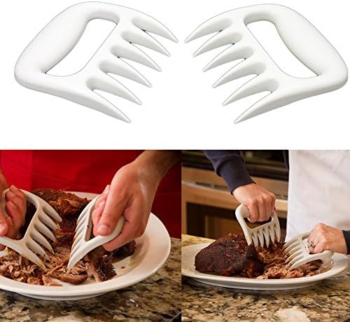 KingBig BBQ Meat Claws, Set of 2 Bear Paw Shaped Pulled Pork Shredder Claws BBQ Handler Forks for Pulling Brisket from Grill Smoker or Slow Cooker-Dad and Mother Day's Gift (White)