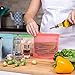 CompoundCapital Reusable Silicone Food Sandwich, Sous Vide, Liquid, Meat, Vegetables, Fruit, Lunch Bags, Airtight ziploc Seal, Freezer, Dishwasher Safe,Set of 4, red, blue, green, white