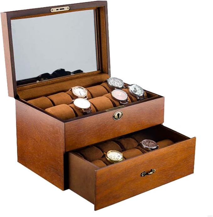 ChengBeautiful Caja De Almacenamiento De Reloj Madera de Doble Capa 20