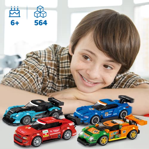 VATOS Speed Champions Racing Car Building Set 814pcs 4 Pack Vehicle