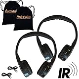 Autotain [2 Pack] 2 Channel KID SIZE Universal IR Infrared Wireless or Wired Car Headphones Cloud