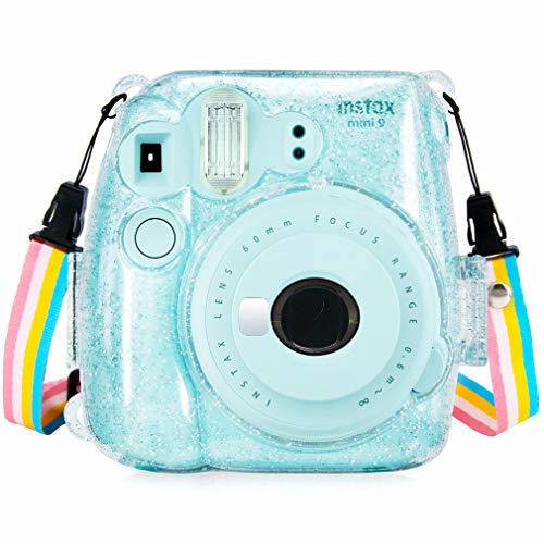 Anter-Cristal-Instax-Mini-8-Funda-de-PVC-para-Fujifilm-Instax-Mini-8-Mini-8-Mini-9-Cmara-de-pelcula-instantnea-con-Correa-Colorida-extrable-Transparente-A