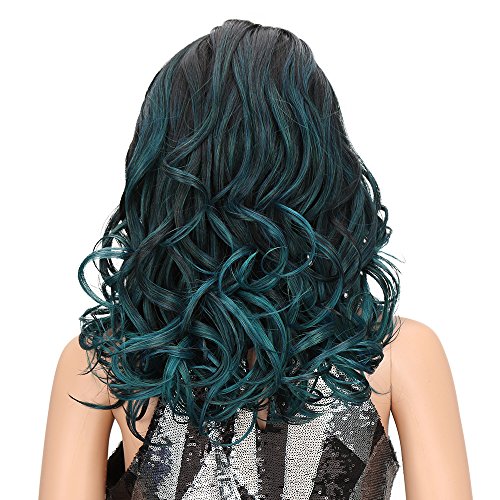 Joedir Lace Front Wigs Long Wavy Ombre Green Synthetic Wigs For Black