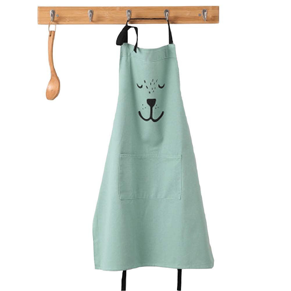 Lindong Unisex-Adults Waterproof and Cotton Linen Kitchen Apron with Pocket Adult size (only 1 piece) Green