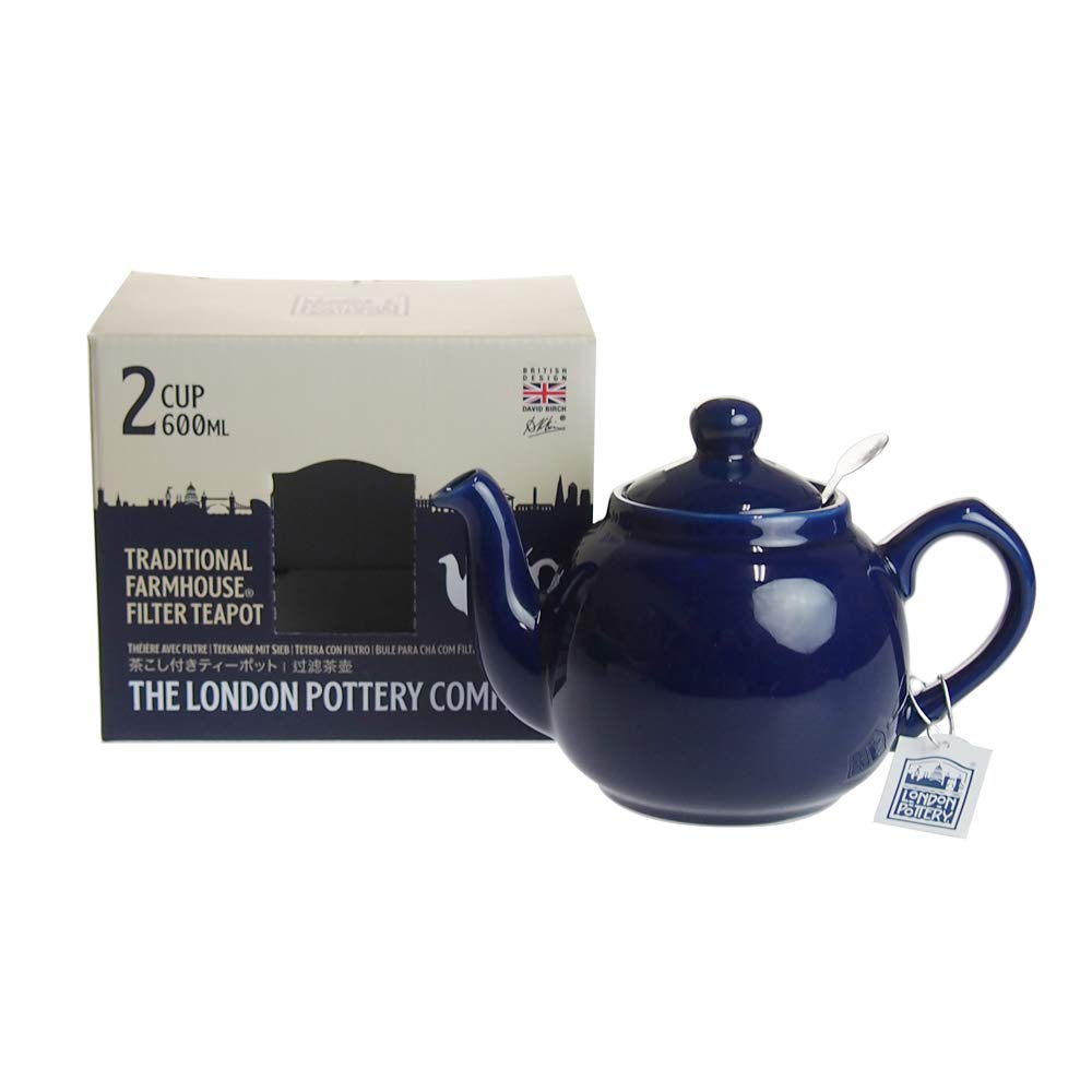 London Pottery Farmhouse Small Teapot with Infuser, Ceramic, Cobalt Blue, 2 Cup (600 ml)