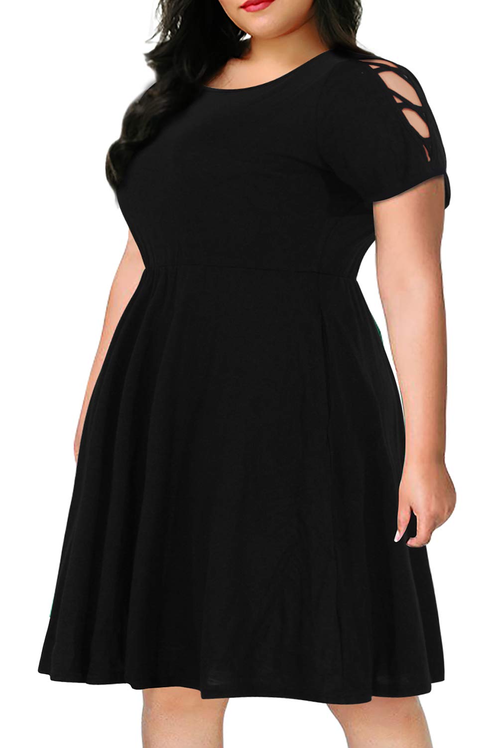 Nemidor Women's Short Sleeves Scoop Neckline Solid Plus Size Fit and