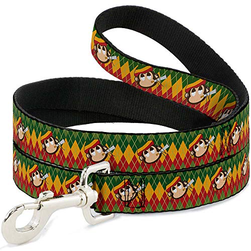 Dog Leash Smoking Monkey Repeat Argyle Rasta 6 Feet Long 0.5 Inch Wide