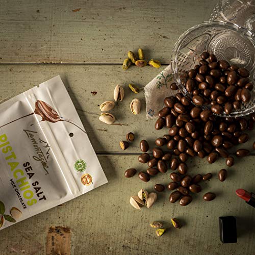Lamontagne Milk Chocolate & Sea Salt Pistachios, pack of 3 bags - Gluten-free, Peanut-free and Palm Oil-Free Snack