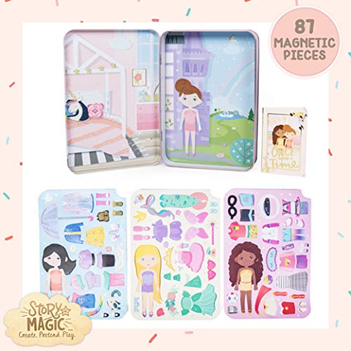 Story Magic DressUp Dolls Travel Playset, Pretend Play Case