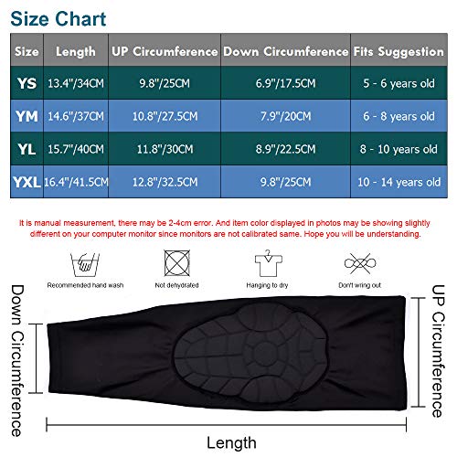 image for AceList Kids/Youth 5-12 Years Sports Honeycomb Compression Knee Pad El