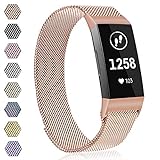 Meliya Replacement Bands Compatible with Fitbit Charge 3/Charge 3 SE Bands,Stainless Steel Mesh Metal Wristbands for Women Men(Without Tracker)