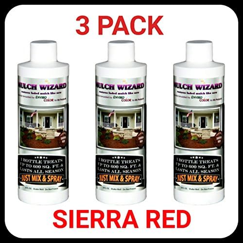 Mulch Wizard Premium Lawn &amp; Garden 600- 700 Sq Ft Mulch Dye Color Concentrate (3 pack, Sierra Red)