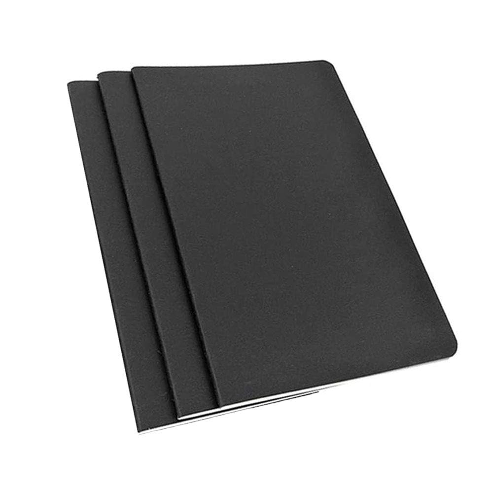 TSKDKIT 3 Pcs A4 Sketch Notebooks Blank Sketch Books Black Kraft Cover Starter Sketchbook 80GSM Paper Sketch Pad for Travelers Journal