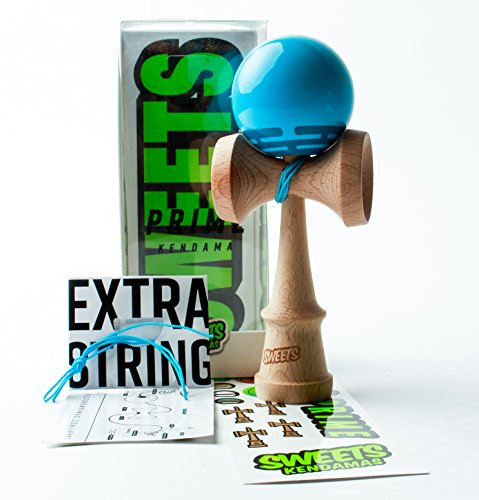 Sweets Kendamas Radar Prime Kendama - Sticky Paint, Perfect for Beginners, Extra String Accessory Bundle (Blue)