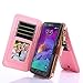 Galaxy Note 4 Case, Note 4 Case, CaseUp 12 Card Slot - [Zipper Cash Storage] Premium Flip PU Leather Wallet Case Cover With Detachable Magnetic Hard Case For Samsung Galaxy Note 4 - Glitter Rose Gold