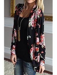EachEver Women Casual Long Sleeve Floral Printed Open Front Cardigan Outwear