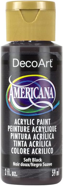 DecoArt Americana Acrylic Soft Black Multi-Purpose Paint 2 fl oz USA Made