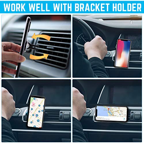 Cell Phone Ring Holder Stand, 3 in 1 Multipurpose Mobile Phone Bracket, Phone Metal Ring Holder use for Universal Car Air Vent, 360°Rotation & 90°Flip (2 Pack - Black)
