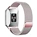 hooroor for Fitbit Ionic Bands Small and Large for Women Men, Fully Magnetic Closure Clasp Mesh Loop Milanese Stainless Steel Metal Band (Rose Pink Small)