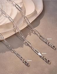 ASDULL 925 Sterling Silver Paperclip Bracelets 5mm
