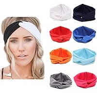 Flyusa Women Girls Turban Twist Headband Head Wrap Twisted Knotted Knot Soft Hair Band,White