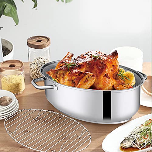 Fracoda 15 Inch Roasting Pan with Rack, Stainless Steel Turkey Roaster