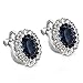 Yoursfs Sapphire Clip On Earrings for Women Platinum Plated Oval Halo Navy Crystal Antique CZ Earring