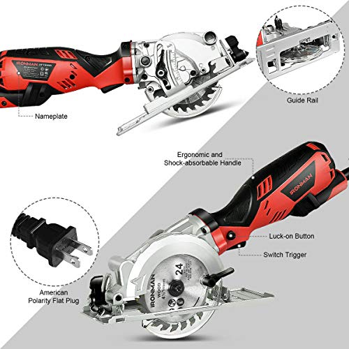 Mekas Solutions Electric Mini Circular Saw Handheld Cutting Tool Accessory Kit 3500 Rpm 5.8 Amp Tools for Wood Cutting - Thumbnail 6