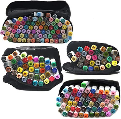 BLINNGO Colour Marker Pen Twin Tip 60 Set Color Graphic Drawing Painting Alcohol Art Dual Tip Sketch Pen Twin Marker Design Coloring Highlighting Underlining Set + Carry Bag