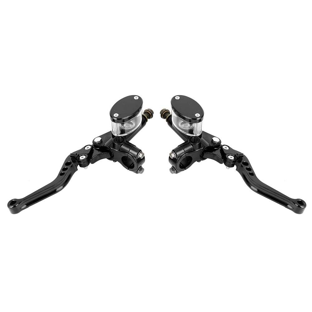 1 Pair Motorcycle Brake Clutch Lever,7/8in Aluminum Master Cylinder Reservoir Hydraulic Black