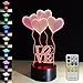 Night Lights for Kids with Remote Controller LED Touch 7 Colors Changing Table Desk Lamp Optical Illusion Light Valentine's Day lights Acrylic Lamp for Room Decorative Kids Lamp Heart Lights