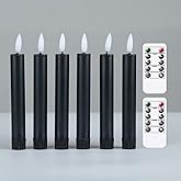 FEEBOYLONG Kurze, schwarze, flammenlose, flackernde LED-Kerzen, mit Fernbedienung, 16,5 cm, batteriebetrieben, LED-Fenster-Ke