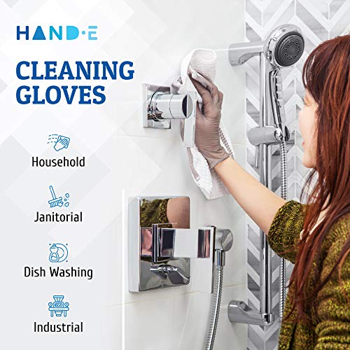 Hand-E Disposable Grey Nitrile Gloves Medium - 200 Count - Kitchen Gloves - Powder Free, Latex Free Medical Exam Gloves with Textured Grip Fingertips - Cleaning, Salon, Painting - Thumbnail 3