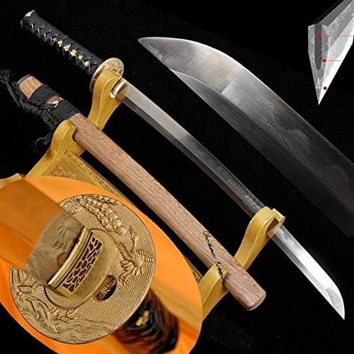 GLW Samurai Battle Sword Wakizashi Kobuse Jihada Forged Steel W Clay Tempered #2473