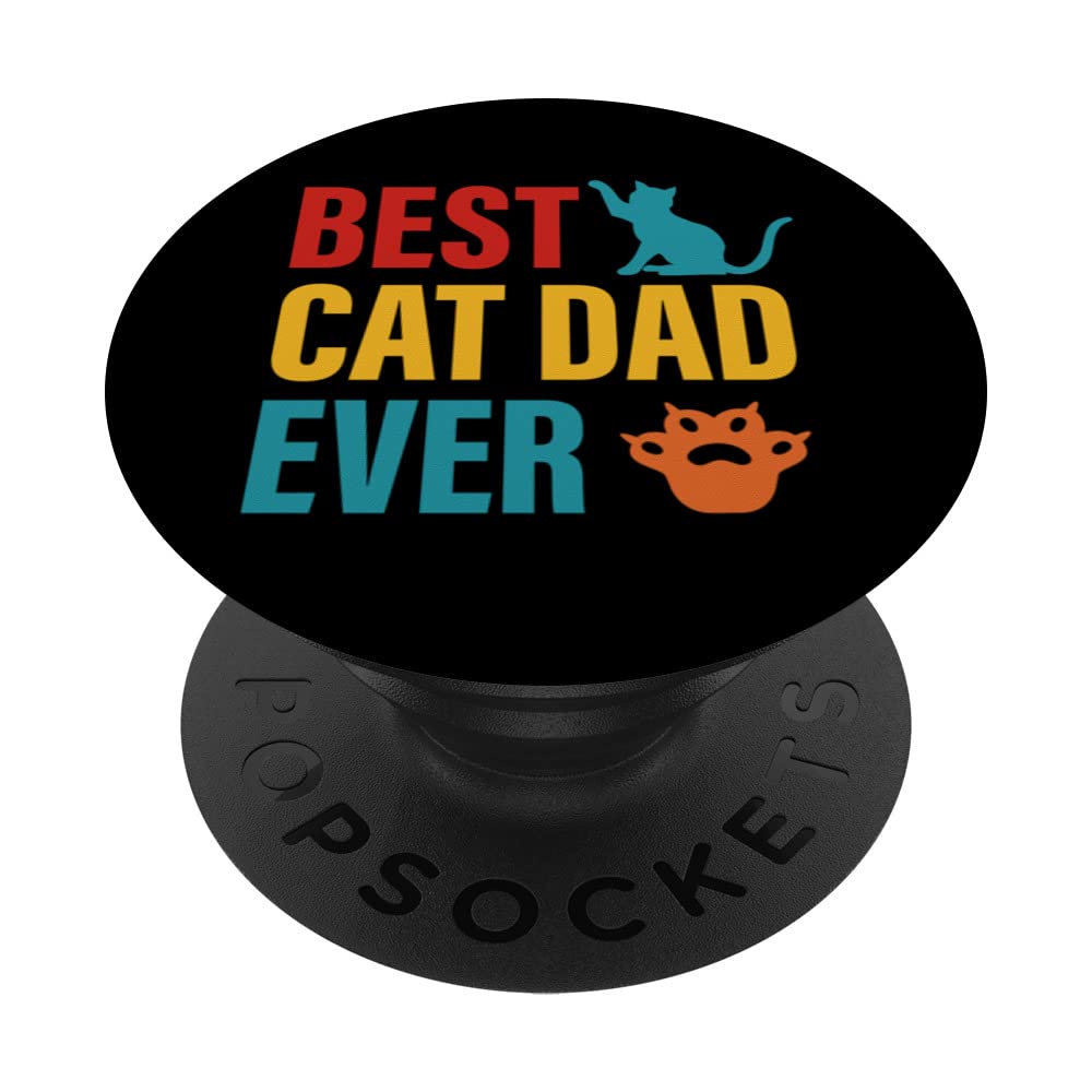 Best Cat Dad Ever Vintage For Cat Lover - Funny Cat Daddy PopSockets Swappable PopGrip