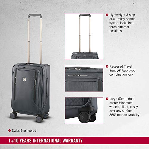 Victorinox WT 6.0 Softside Spinner Luggage, Grey, CarryOn, Frequent