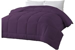 BedTreat Down Alternative Comforter Twin Duvet Insert with Corner Tabs, All Season Quilted Bed Comforter Box-Stitched Twin Comforter Purple，Machine Washable Microfiber Bedding