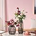 CASAMOTION Vases Hand Blown Solid Color Home Decor Centerpieces Gift Art Ribbed Glass Vase, Smoke, 8''