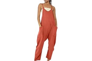 yelldesk Women's Casual Loose Overalls Jumpsuits Summer One Piece Sleeveless Wide Leg Long Pant Rompers with Pockets