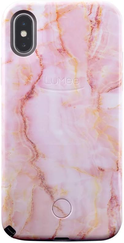 LuMeeSelfie Phone Case, Pink Quartz | LED Lighting, Variable Dimmer | Shock Absorption, Bumper Case | iPhone X/iPhone Xs (LS-IPX-PQZ2)