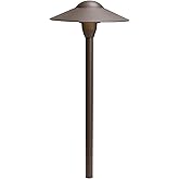 Kichler 8" Outdoor LED Path Light in Textured Architectural Bronze , 12V Adjustable Exterior Dome Light, (8.25" W x 21" H), 1