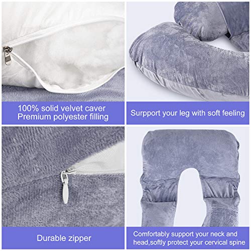 BATTOP Full Body Pregnancy Pillow G-Shaped Maternity Pillow Removable for Sleeping with Nursing Baby Design Support for Back Belly Hips Legs (Dark Gray)