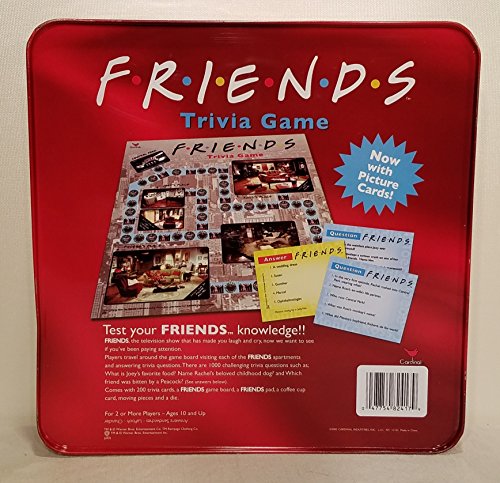 Friends Trivia Game with Picture Cards; in a Collectible Red Tin