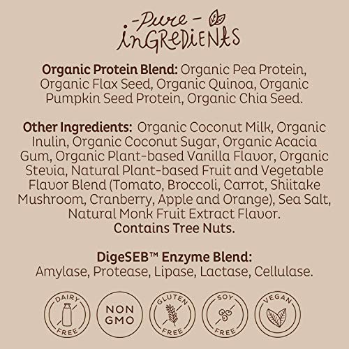 KOS Organic Plant Based Protein Powder - Raw Organic Vegan Protein Blend, 1.3 Pound, 15 Servings (Vanilla)