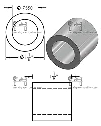 Aluminum Spacer 1-1/8" OD x 3/4" ID x Choose Your