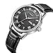 SONGDU Men's Day Date Dress Watches Black with Roman Numeral and Leather Strap