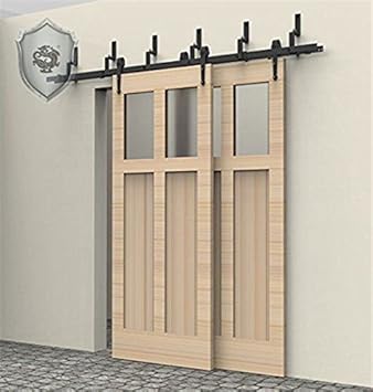G J 6ft 1828mm Pfeil Design Nebenstrasse Bypass Oben Montiert Barn Holz Schiebetur Double Door Holz Tur Hardware Closet Set Stahl Schwarz Industriestil Zollgebur Entschlossen Amazon De Baumarkt