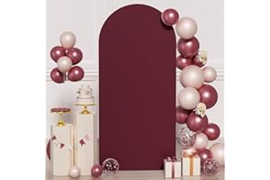 FUHSY Wedding Arch Cover 4x7.2FT Spandex Arch Stand Cover Burgundy Arch Cover Backdrop Fabric Chiara Round Top Arch Backdrop Cover for Arch Wall Panels Arch Covers Stretchy Backdrop for Banquet Decorations