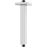 Shower Arm Brass Ceiling Mounted Arm 8 Inches Square Shower Head Arm with Flange,Polished Chrome