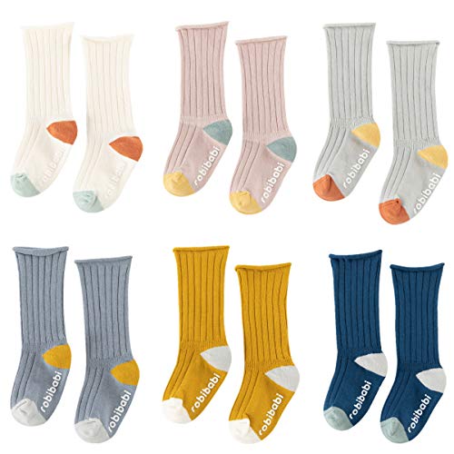 Baby Toddler Knee High Anti Slip Non Skid Cotton Socks with Grips for Girls and Boys 0-3 Years (Multicoloured, 12-36 Months)